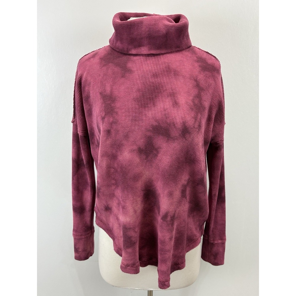 Maeve By Anthropologie Thermal Turtleneck Tunic Top Sz Xsmall Pink Tie Dye